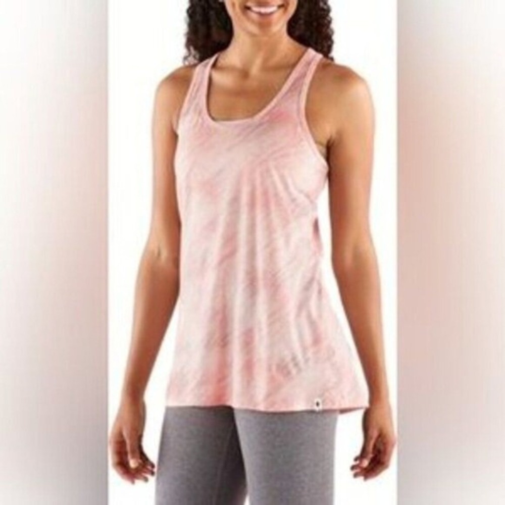 Smartwool Women's Medium Ultralite Tank Top Pink‎ Patterned Sleeveless Athletic